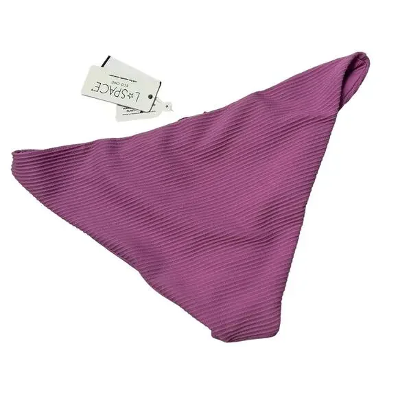 L*SPACE Eco Chic Sol Bikini Bottom Stretch Lined Ruched Ribbed Rosebud XL NEW - Picture 6 of 9